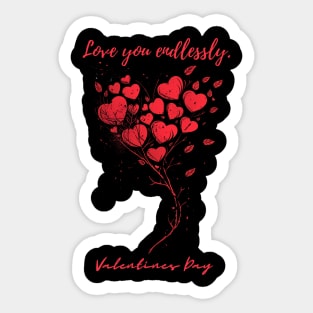 Love you endlessly. A Valentines Day Celebration Quote With Heart-Shaped Baloon Sticker